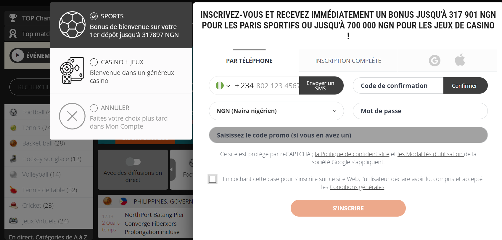 Inscription sur BizBet site et détails de connexion Inscription sur BizBet site et détails de connexion