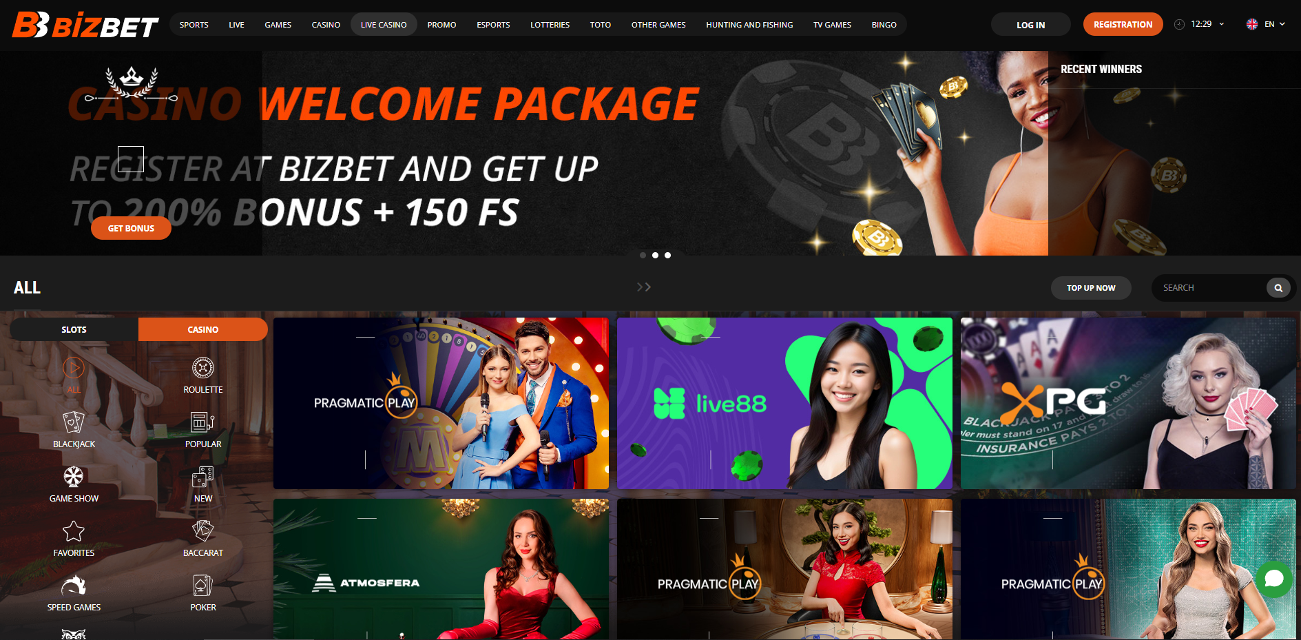 BizBet online casino version