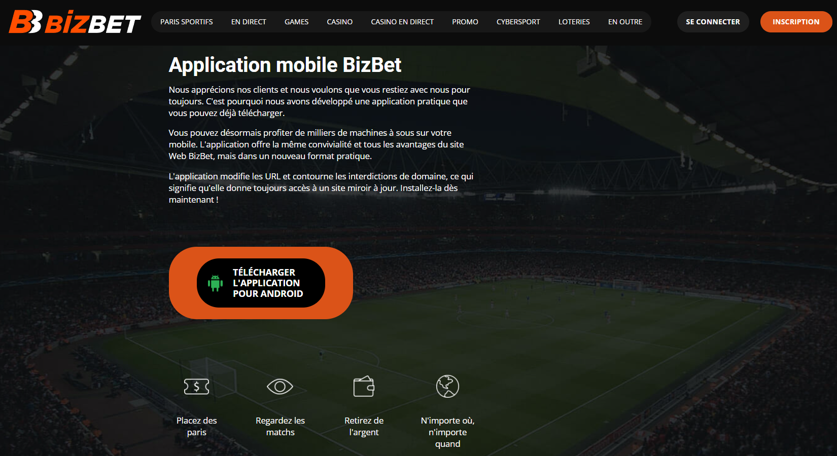 Installation de BizBet APK